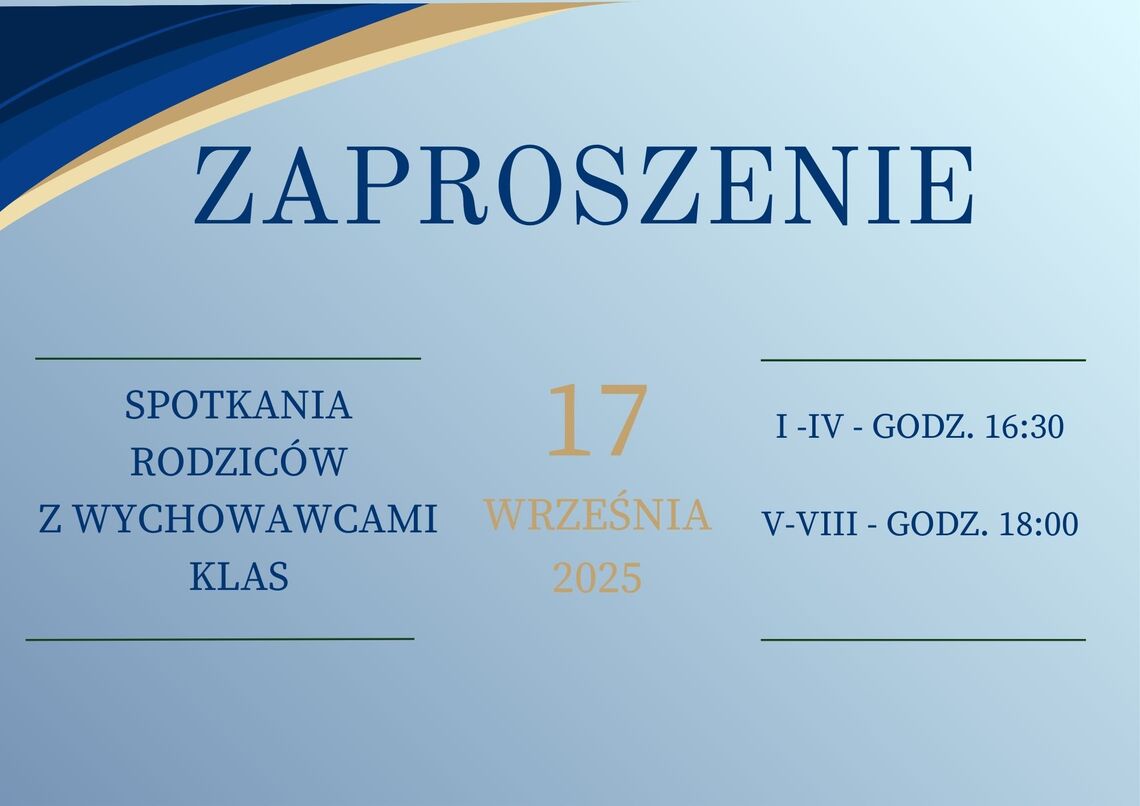 Zaproszenie na spotkanie Rodziców z Wychowawcami