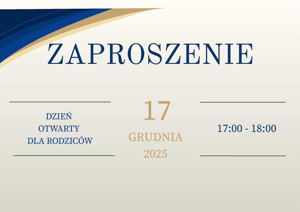 Zaproszenie na dzień otwarty dla Rodziców