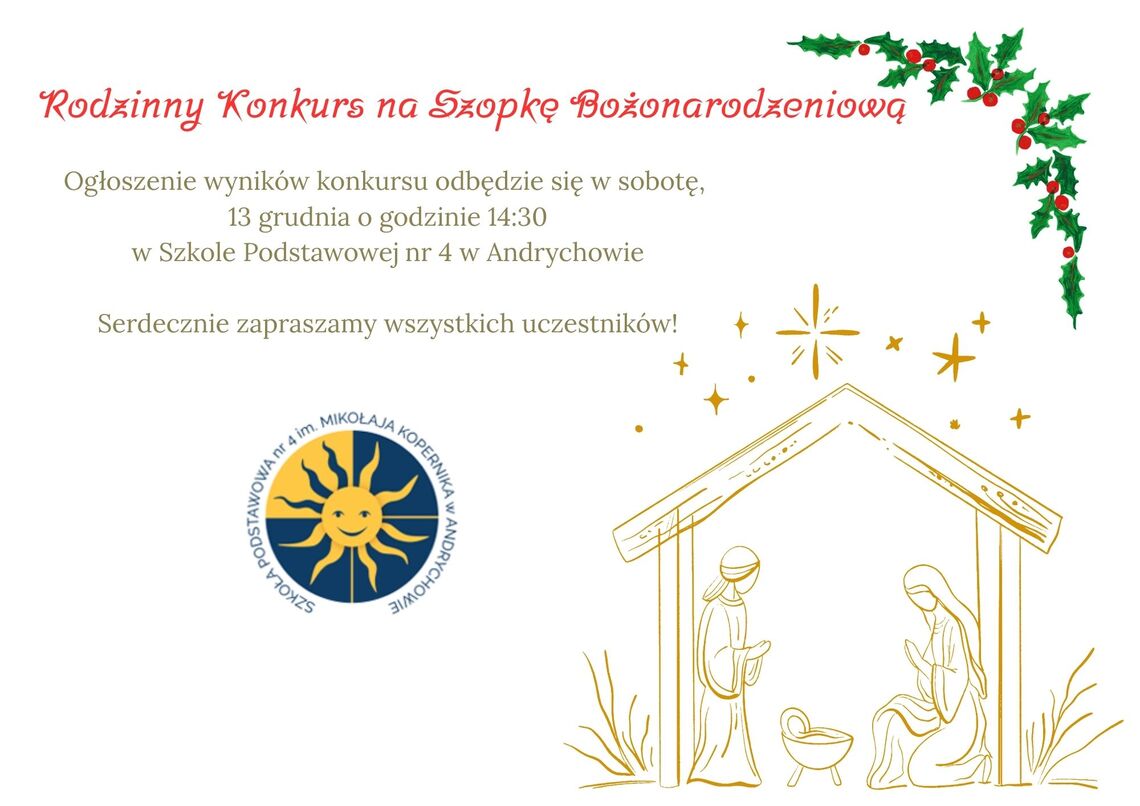 Ogłoszenie wyników w Rodzinnym Konkursie na Szopkę Bożonarodzeniową