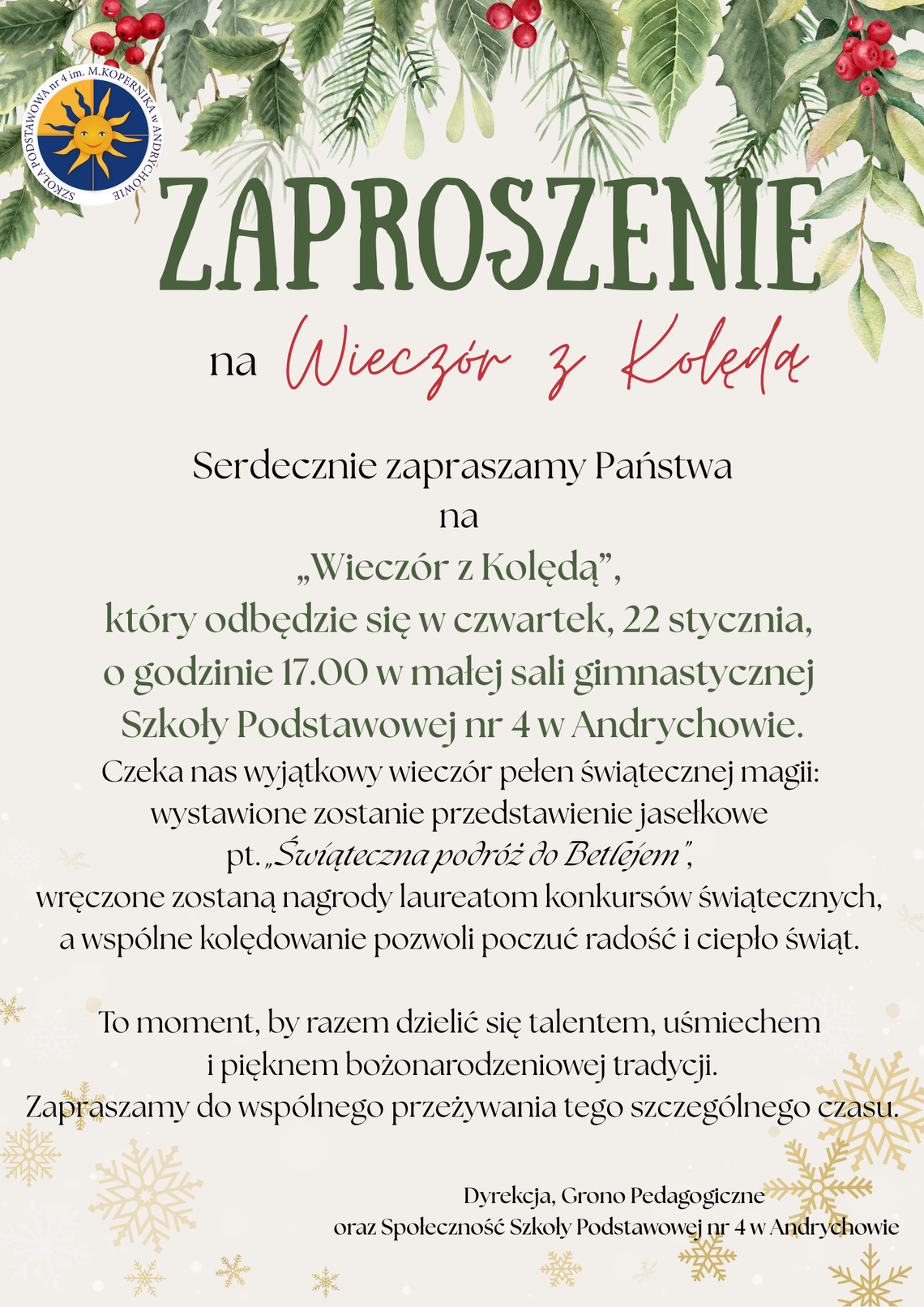 Zapraszamy na Wieczór z Kolędą