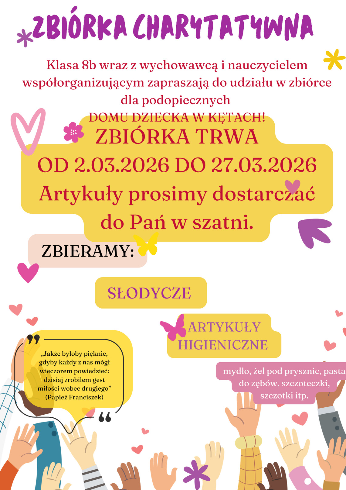 Zachęcamy do udziału w akcji charytatywnej na rzecz Domu Dziecka w Kętach