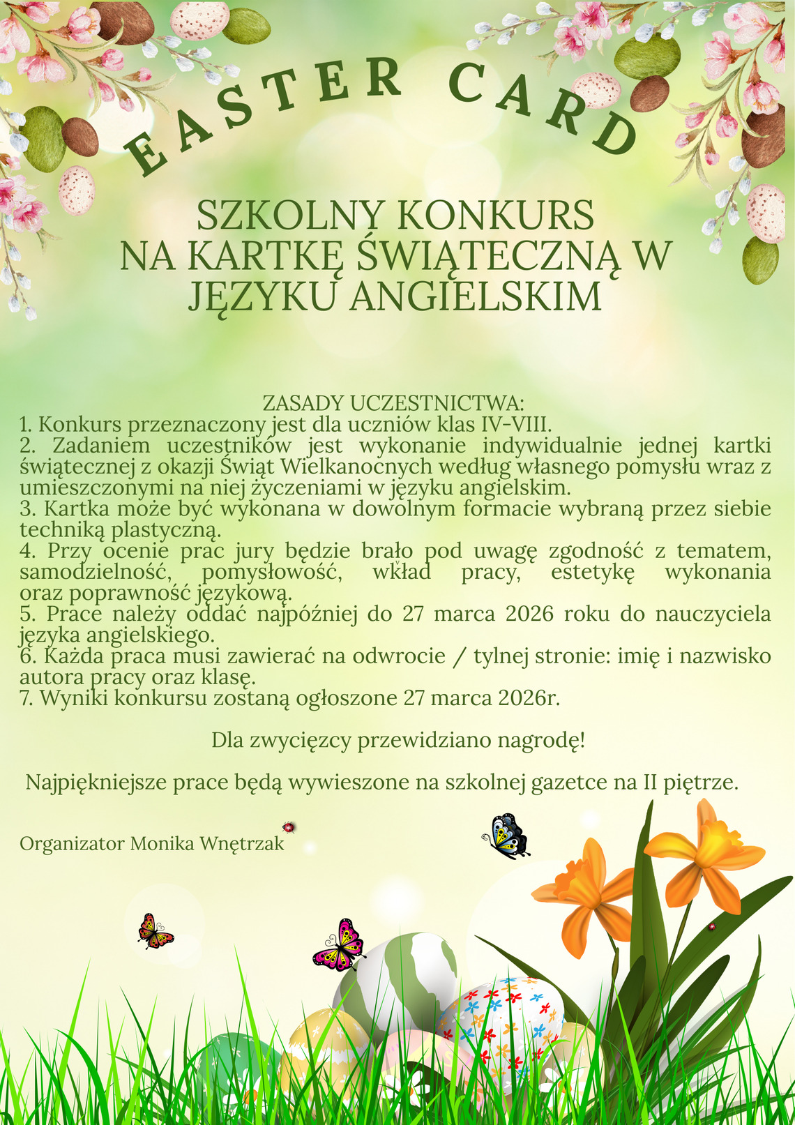 SZKOLNY KONKURS NA KARTKĘ ŚWIĄTECZNĄ W JĘZYKU ANGIELSKIM