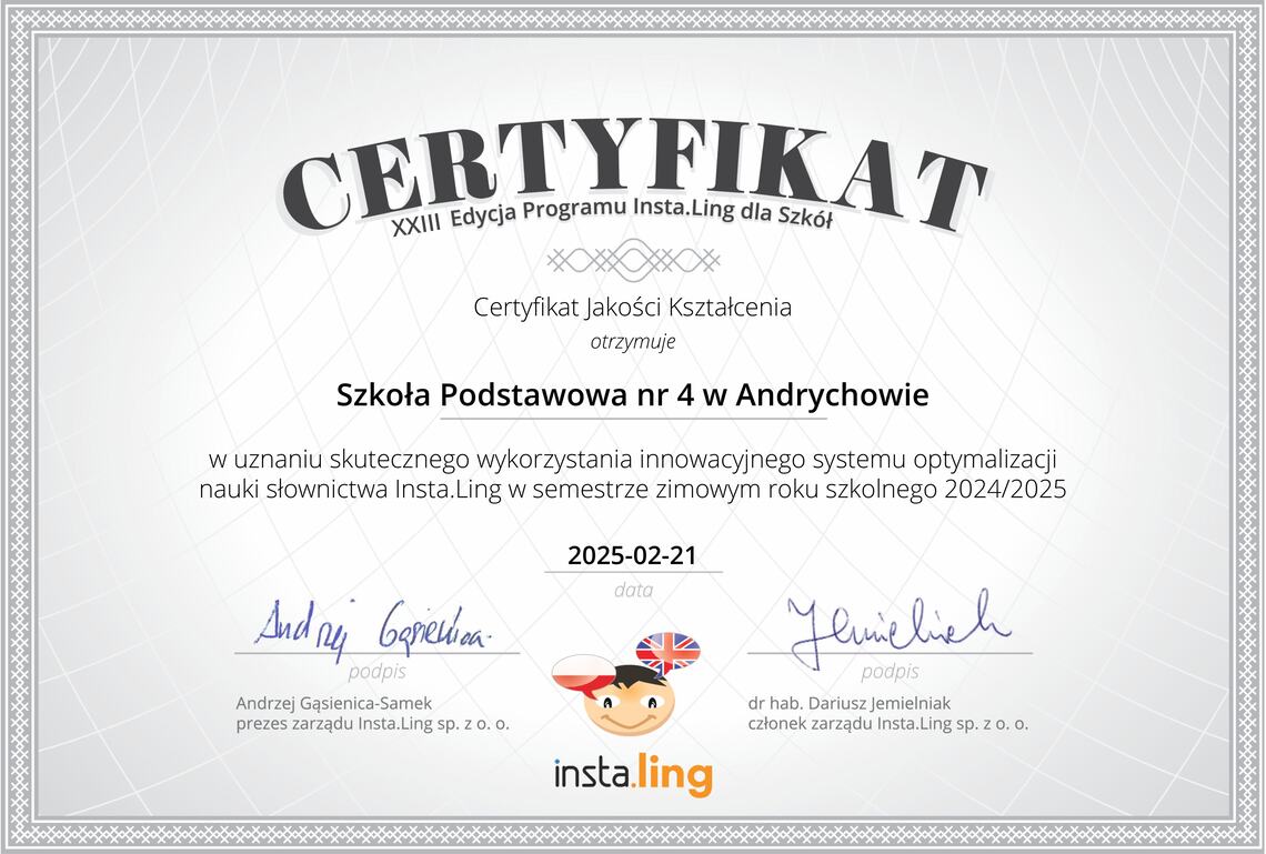 Certyfikat Jakości Kształcenia