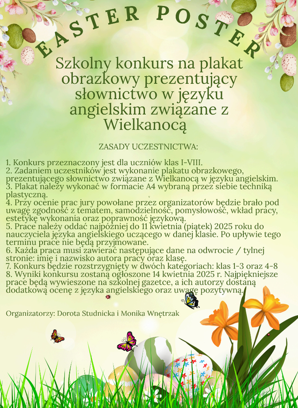 Szkolny konkurs na plakat Wielkanocny w języku angielskim