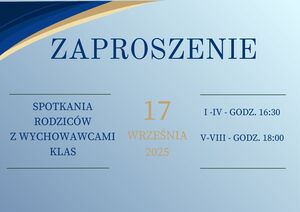 Zaproszenie na spotkanie Rodziców z Wychowawcami