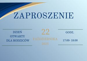 ZAPRASZAMY NA DZIEŃ OTWARTY DLA RODZICÓW 22.10.2025
