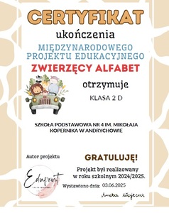 Sprawozdanie z realizacji projektu „Zwierzęcy alfabet”