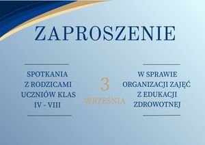 Spotkania z Rodzicami w sprawie organizacji zajęć z edukacji zdrowotnej
